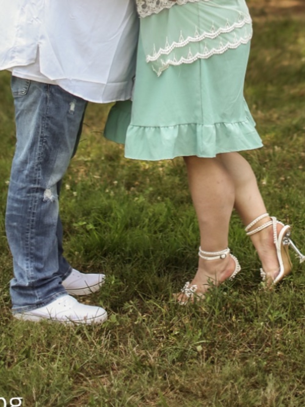 Pearl-Embellished White High Heel Sandals - Picture 4 of 4